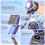 KINSCOTER Portable Air Cooling Turbo Fan 3600mAh 100 Wind Speeds Adjustable Outdoor Foldable Student Handheld Fan with Lanyard - immagine 2